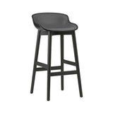 Hyg Bar Stool: Wood Base + Front Upholstered + Black Oak + Black