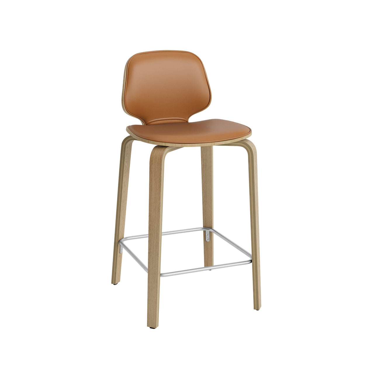 My Chair Bar + Counter Stool: Wood Base + Front Upholstered + Bar + Oak