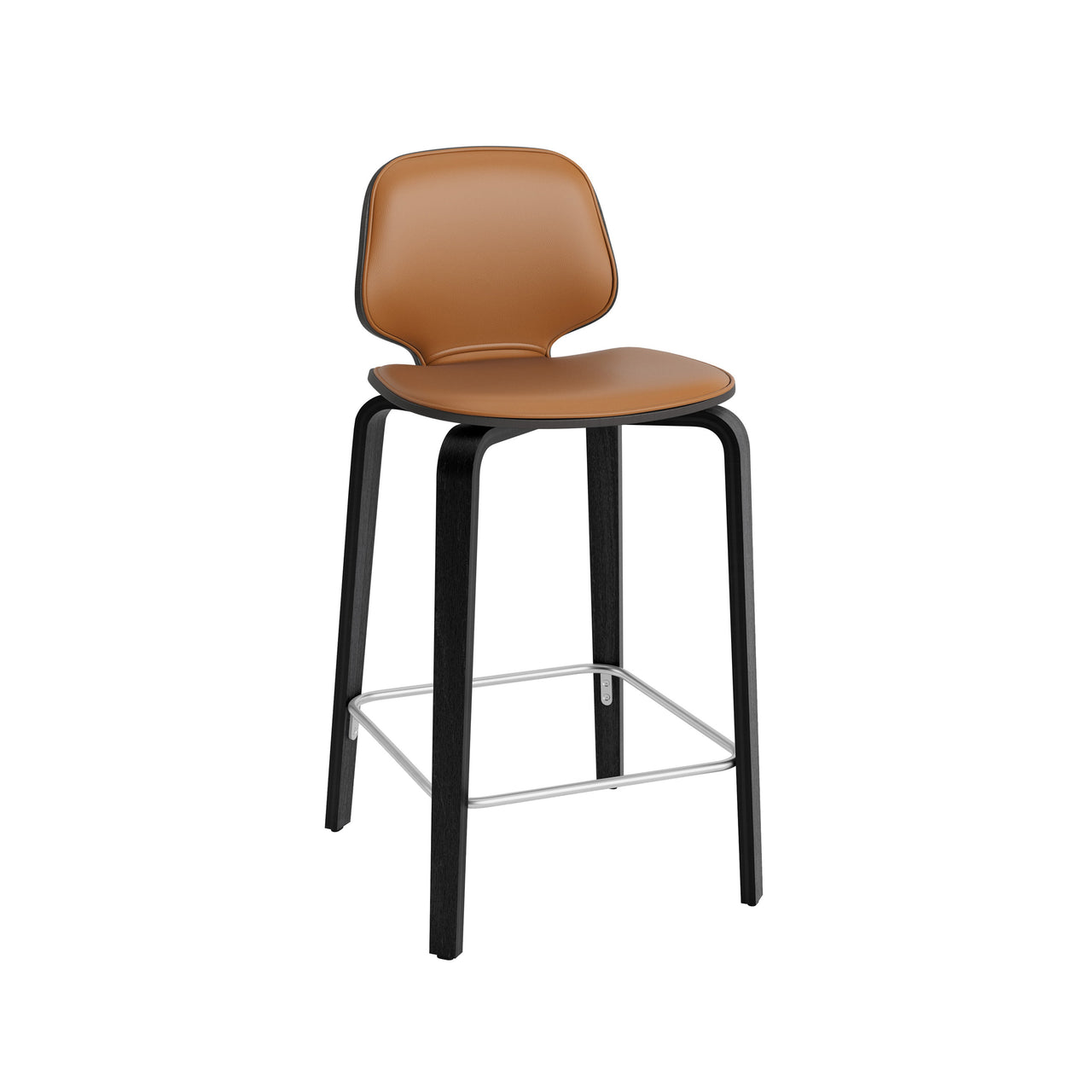 My Chair Bar + Counter Stool: Wood Base + Front Upholstered + Bar + Black Oak