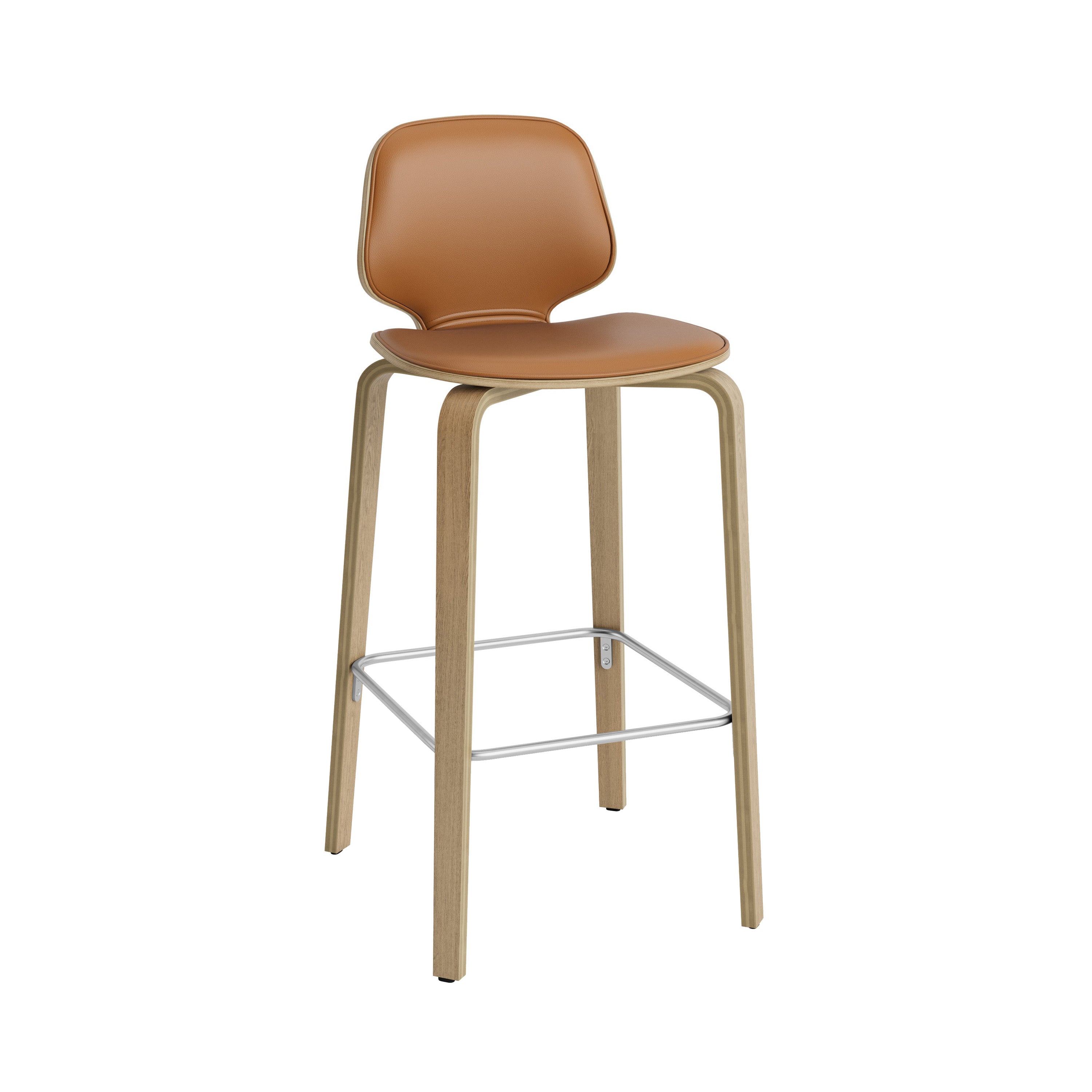 My Chair Bar + Counter Stool: Wood Base + Front Upholstered + Bar + Oak