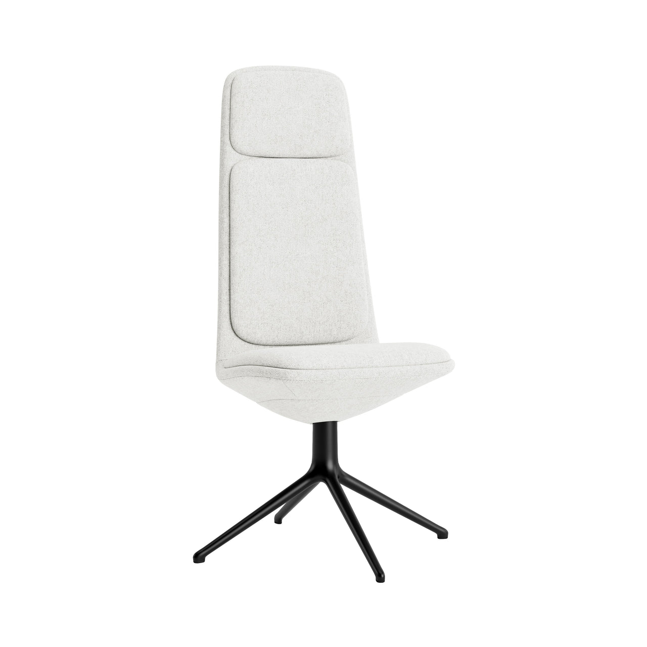 Off Chair 4 Legs with Cushion: High + Without Arm + Black Aluminum