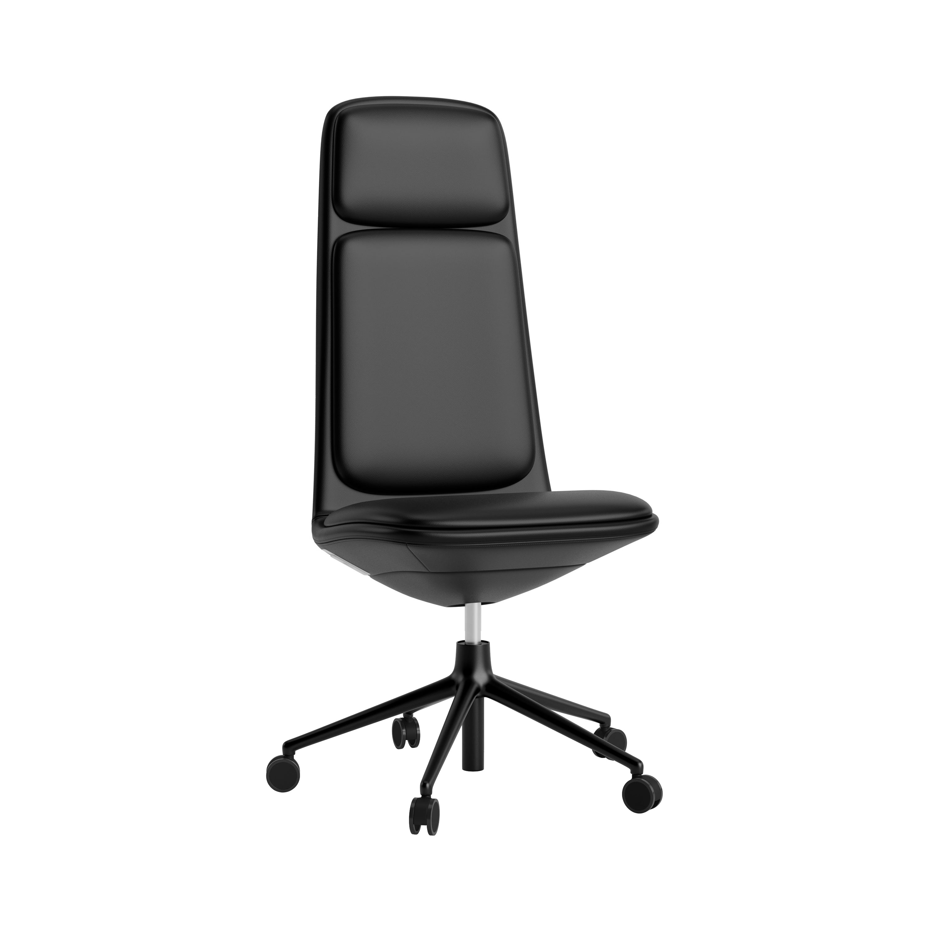 Off Chair 5W Gaslift with Cushion: High + Without Arm + Black Aluminum