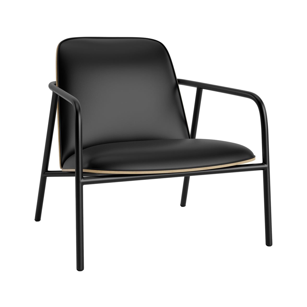 Pad Lounge Chair: Low + Black Steel + Oak