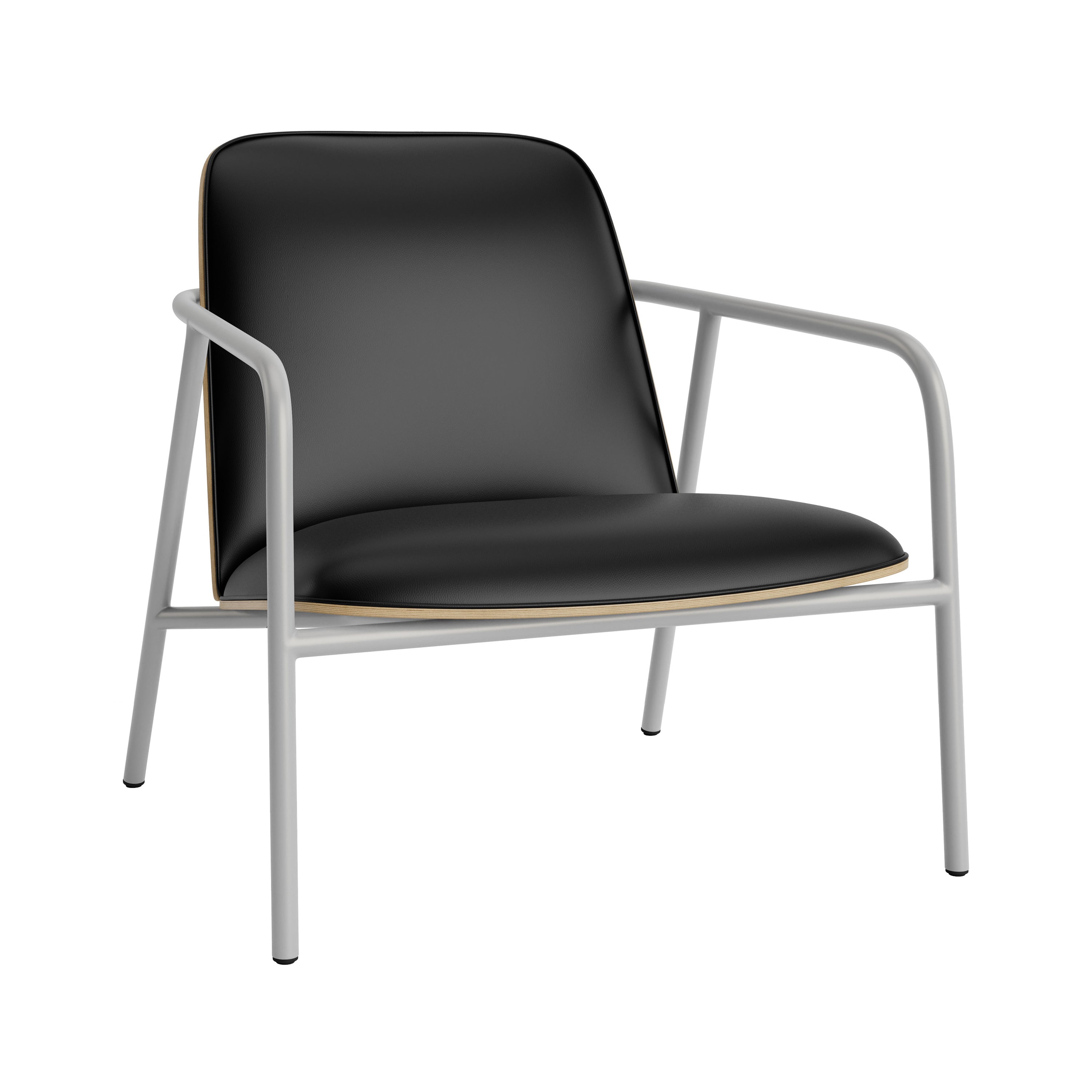 Pad Lounge Chair: Low + Grey Steel + Oak