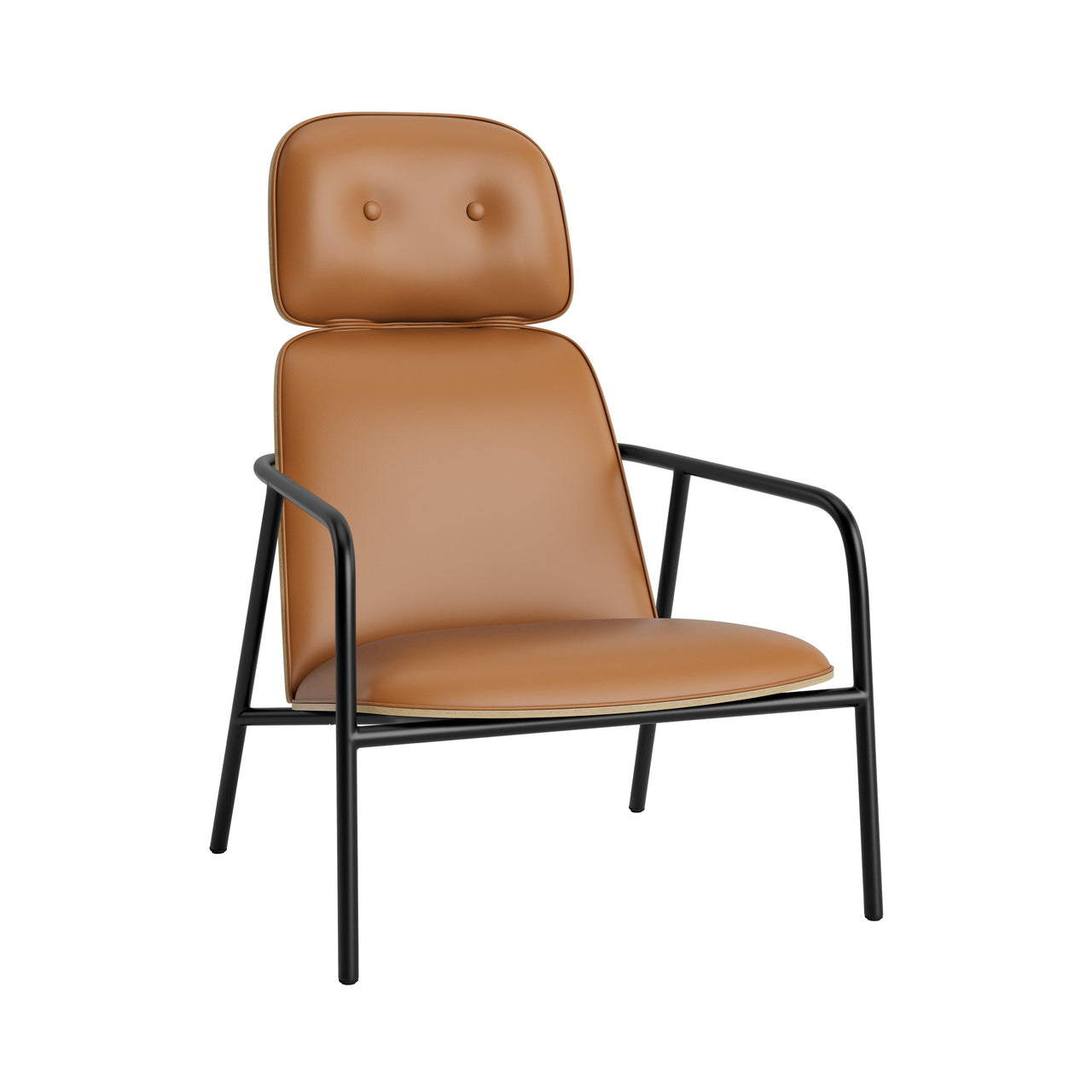 Pad Lounge Chair: High + Black Steel + Oak