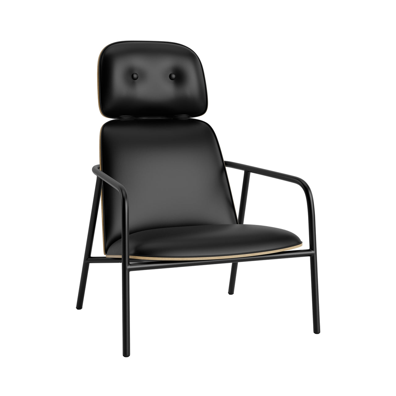 Pad Lounge Chair: High + Black Steel + Oak