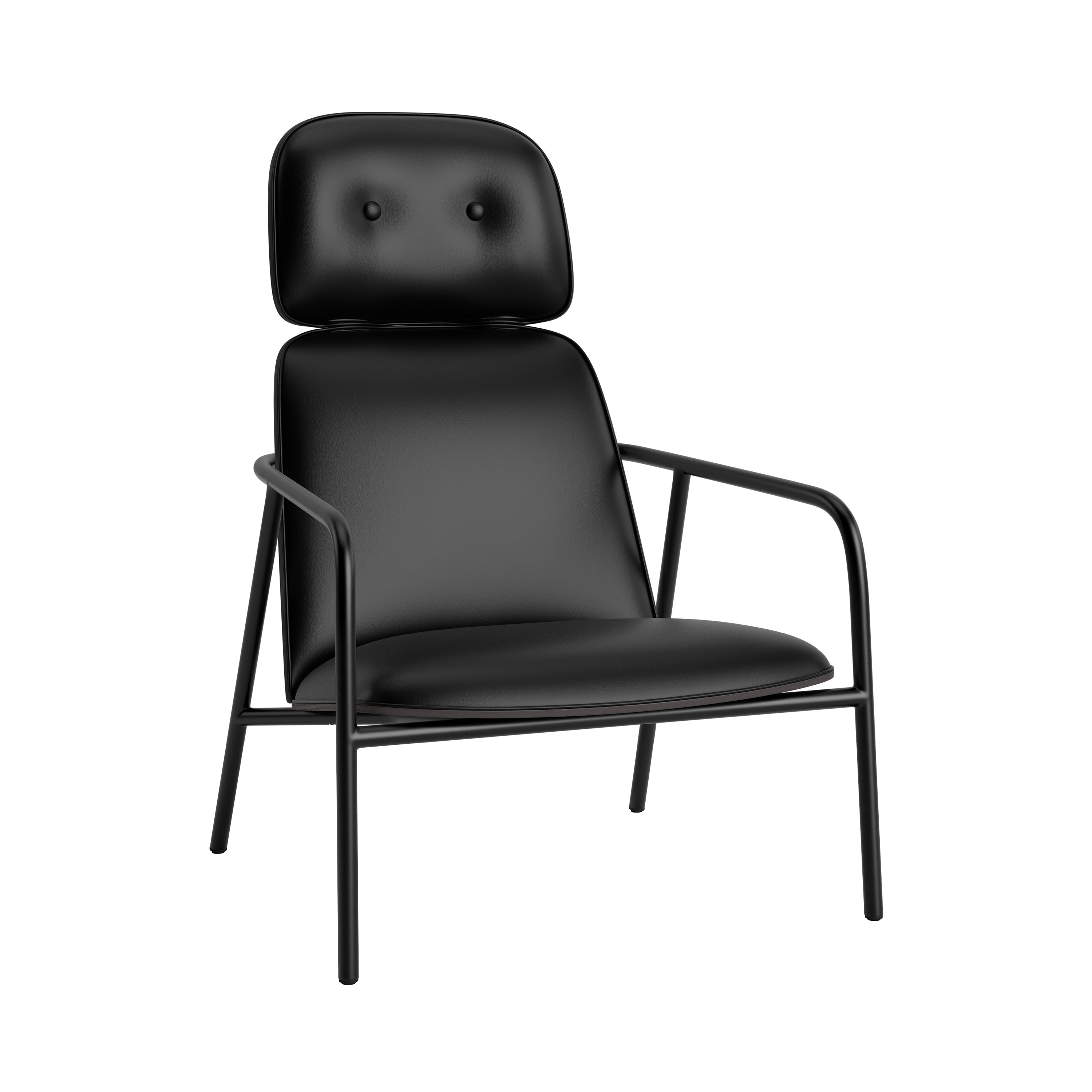 Pad Lounge Chair: High + Black Steel + Black