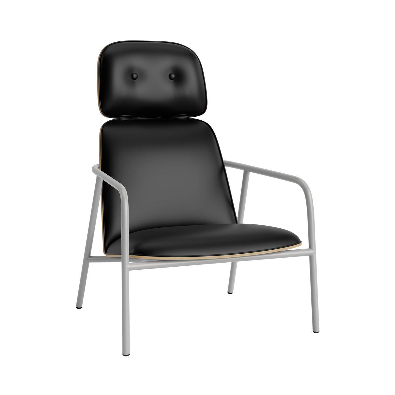 Pad Lounge Chair: High + Grey Steel + Oak