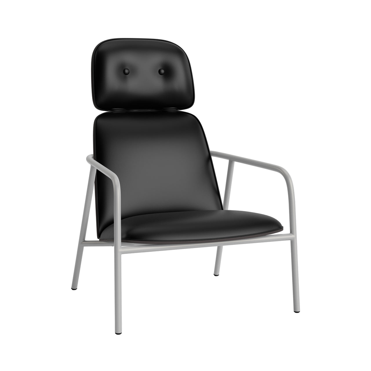 Pad Lounge Chair: High + Grey Steel + Black