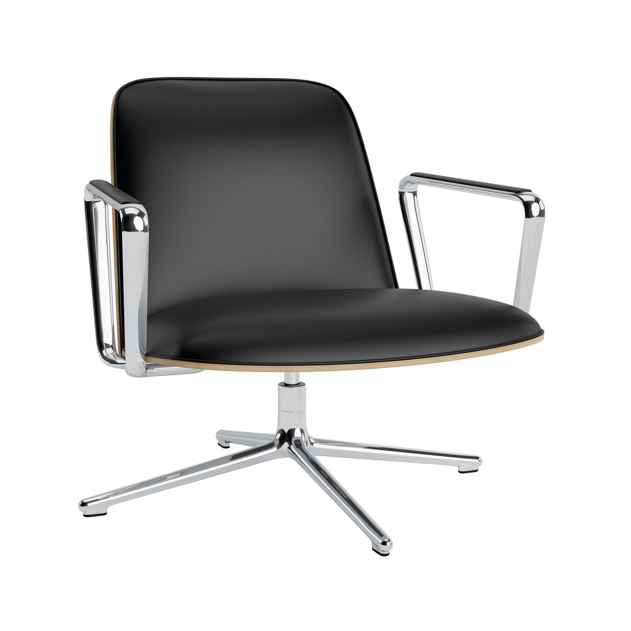 Pad Lounge Chair Low Swivel: Aluminum + Oak + Without Tilt
