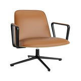 Pad Lounge Chair Low Swivel: Black Aluminum + Oak + Without Tilt