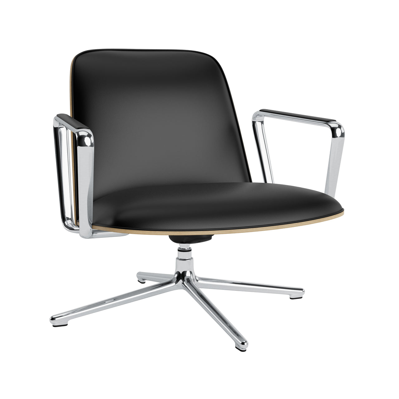 Pad Lounge Chair Low Swivel: Aluminum + Oak + With Tilt
