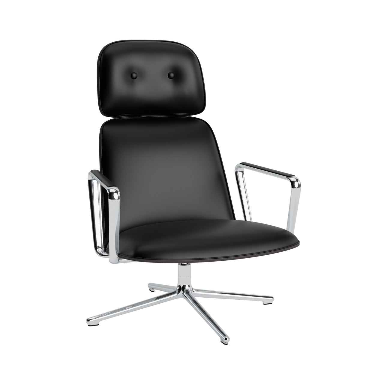 Pad Lounge Chair High Swivel: Aluminum + Black Oak + Without Tilt
