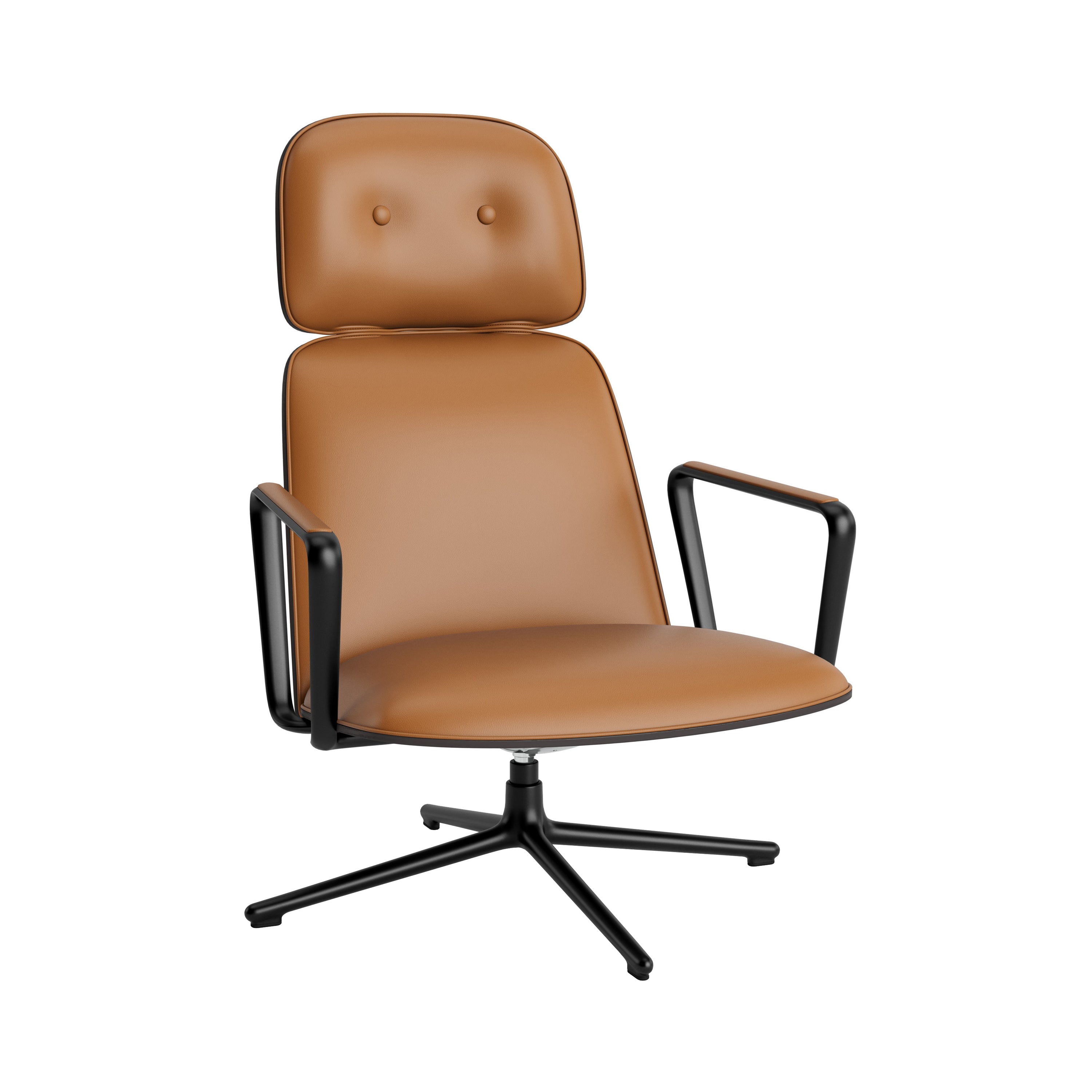 Pad Lounge Chair High Swivel: Black Aluminum + Black Oak + With Tilt