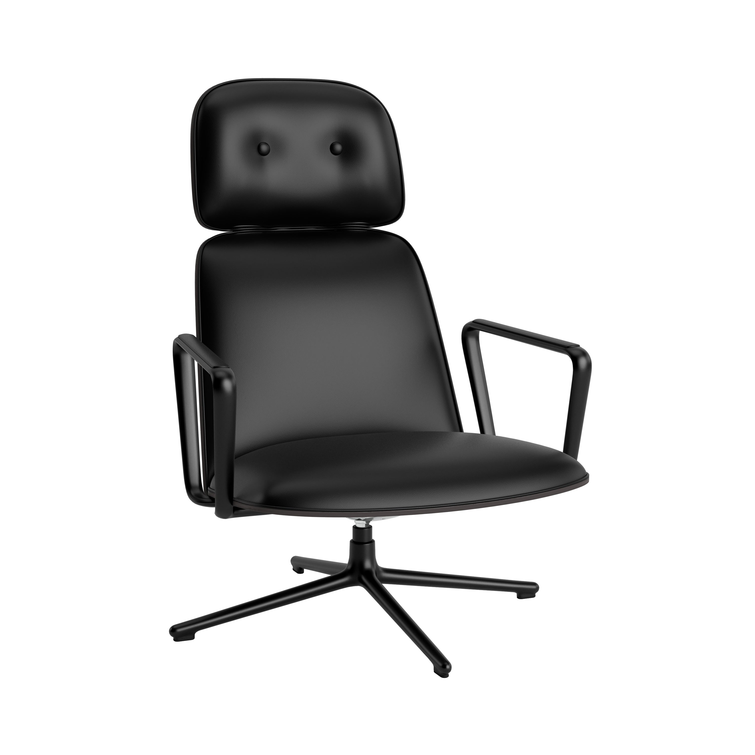 Pad Lounge Chair High Swivel: Black Aluminum + Black Oak + With Tilt