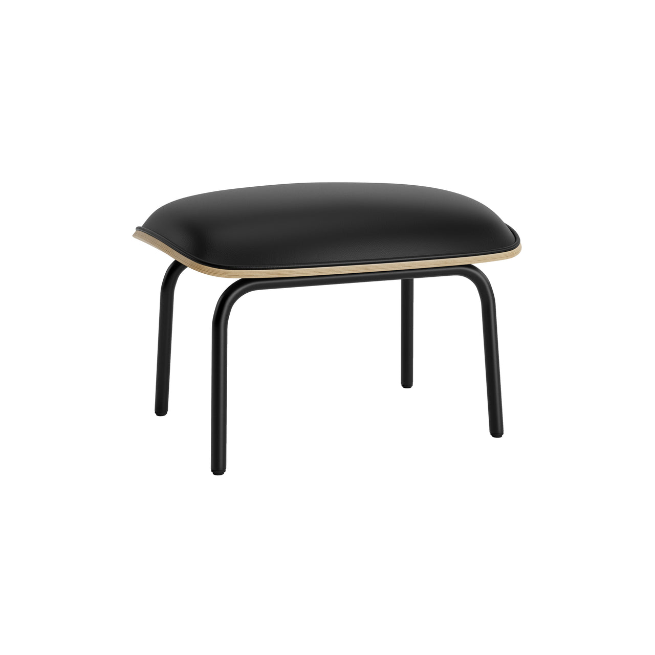Pad Footstool: Black Steel + Oak
