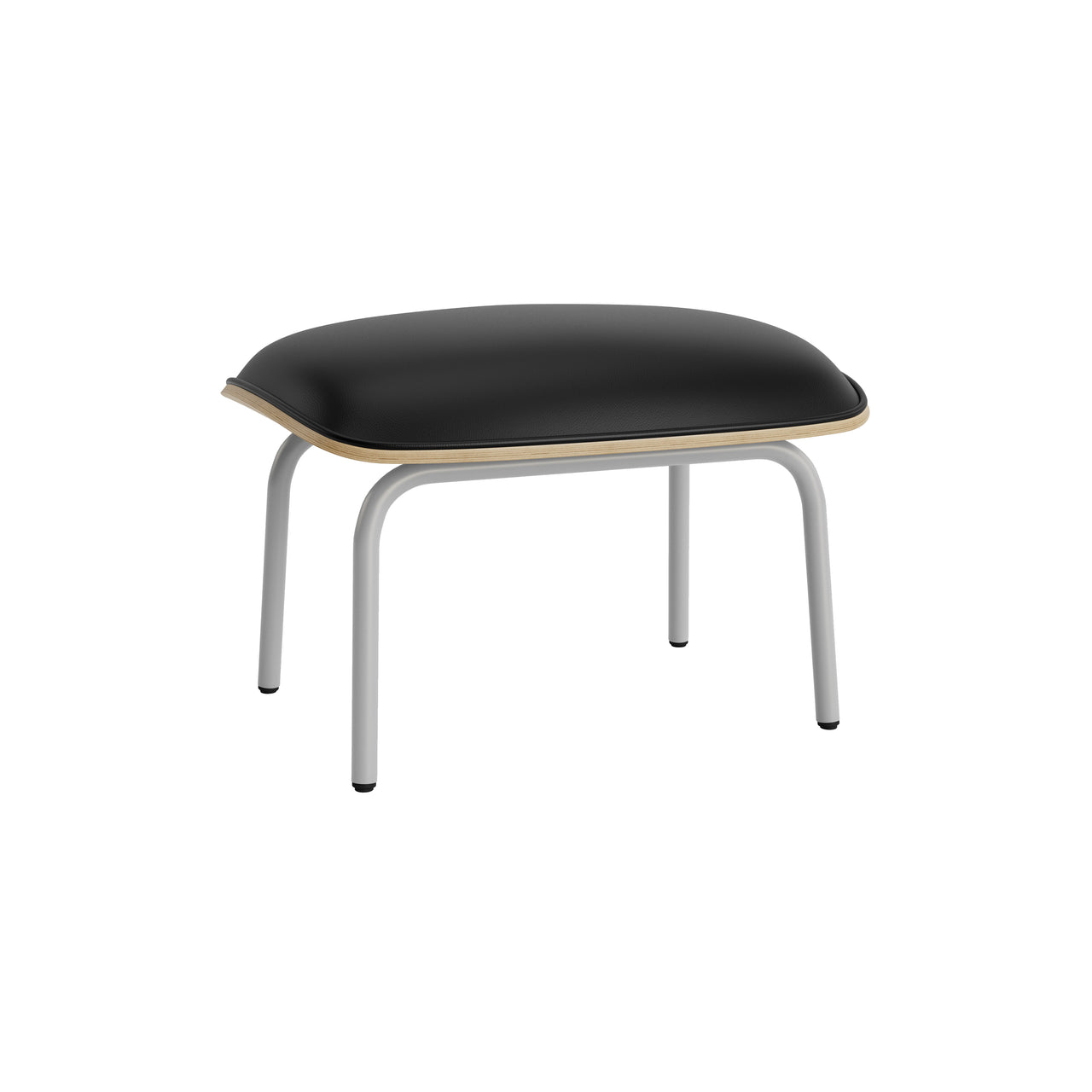Pad Footstool: Grey Steel + Oak