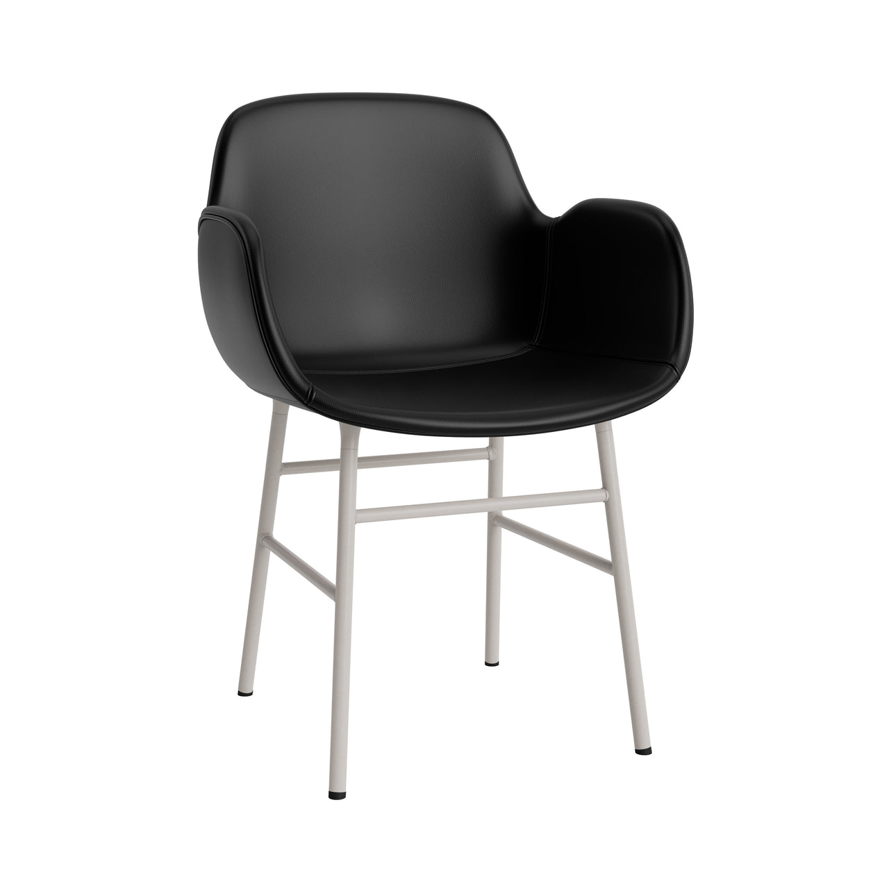 Form Armchair: Steel Base + Full Upholstered + Warm Grey