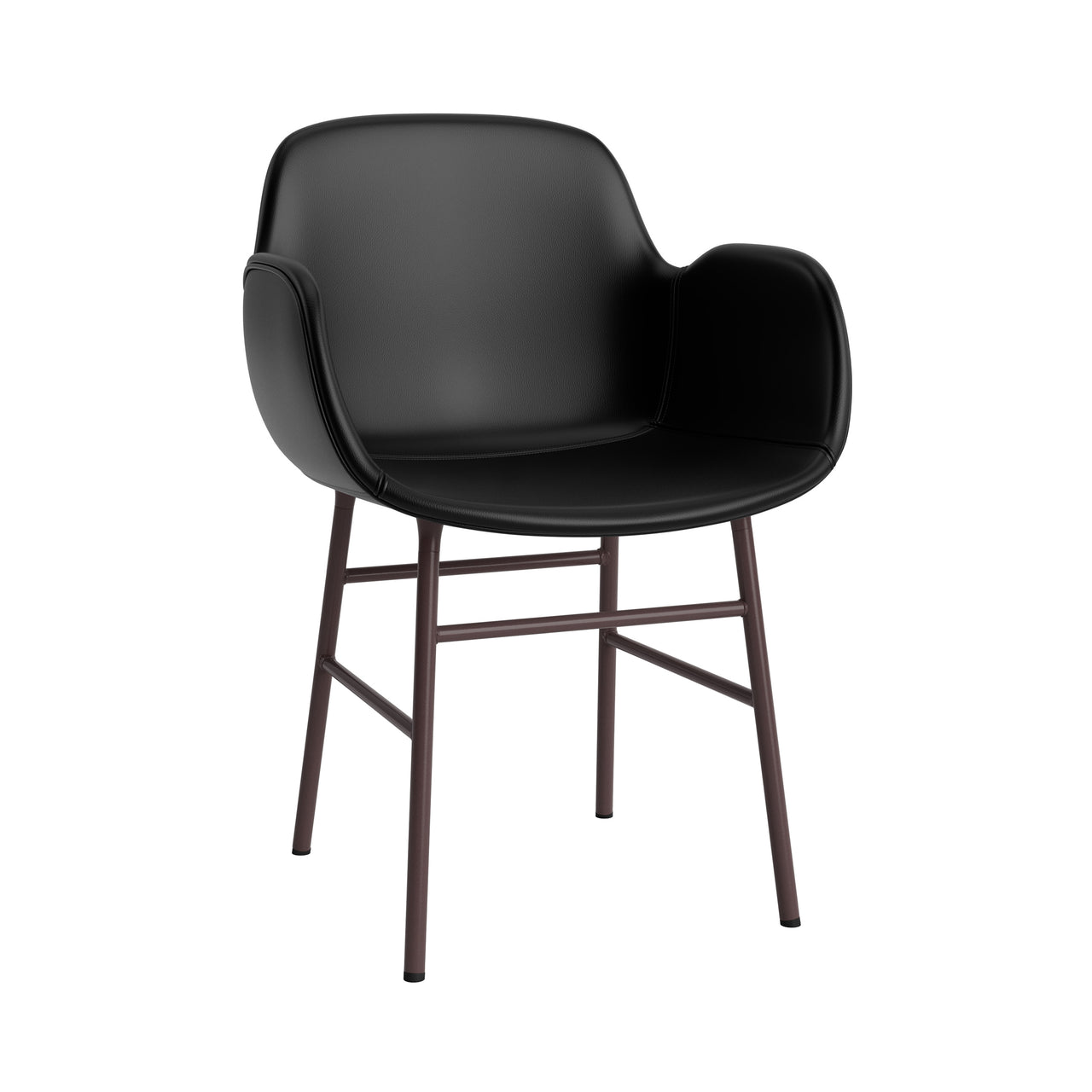 Form Armchair: Steel Base + Full Upholstered + Brown