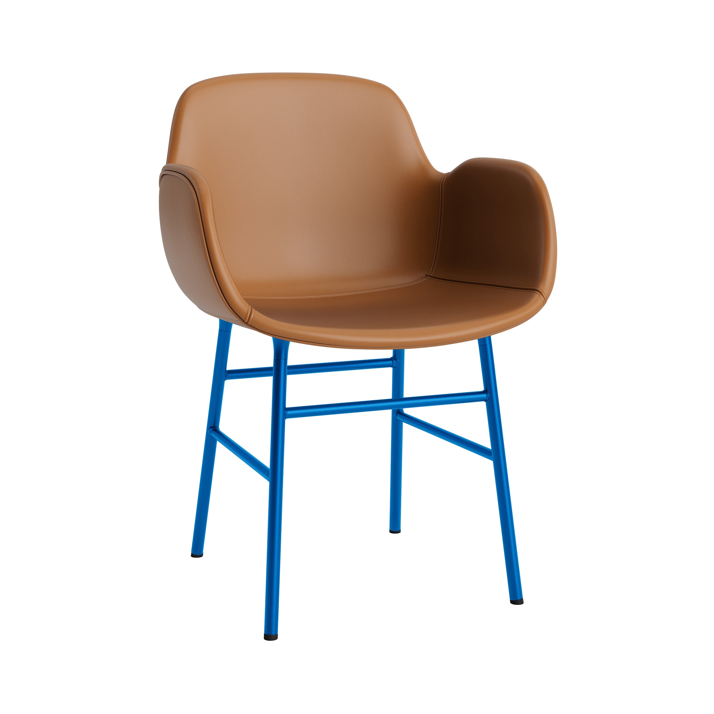 Form Armchair: Steel Base + Full Upholstered + Bright Blue