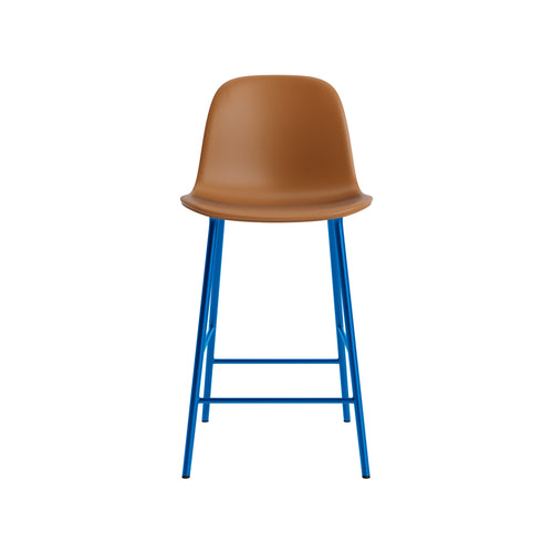 Form Counter Chair: Upholstered + Bright Blue
