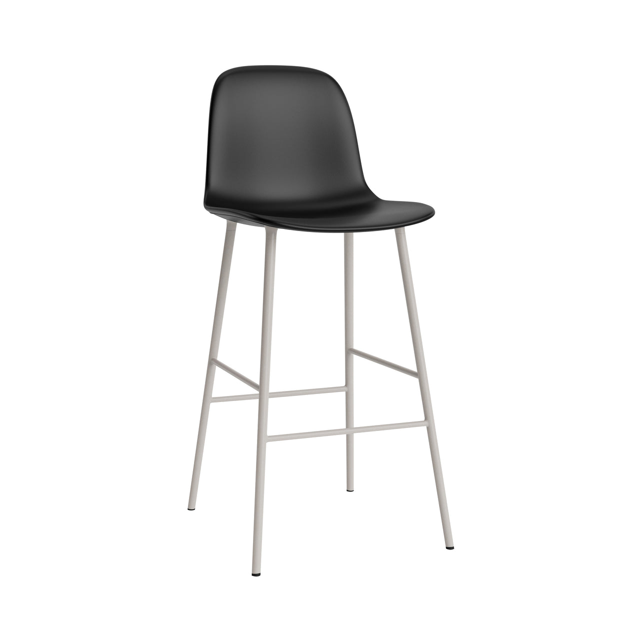 Form Bar Chair: Steel Base + Upholstered + Warm Grey