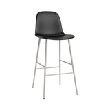 Form Bar Chair: Steel Base + Upholstered + Warm Grey