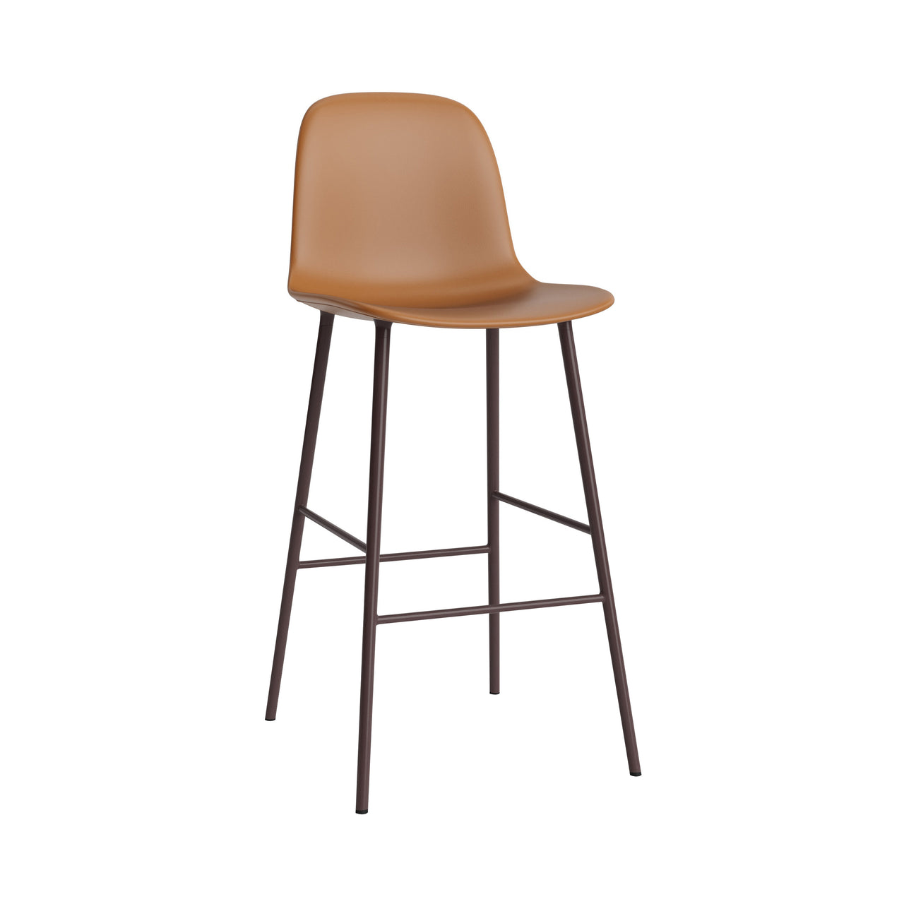 Form Bar Chair: Steel Base + Upholstered + Brown