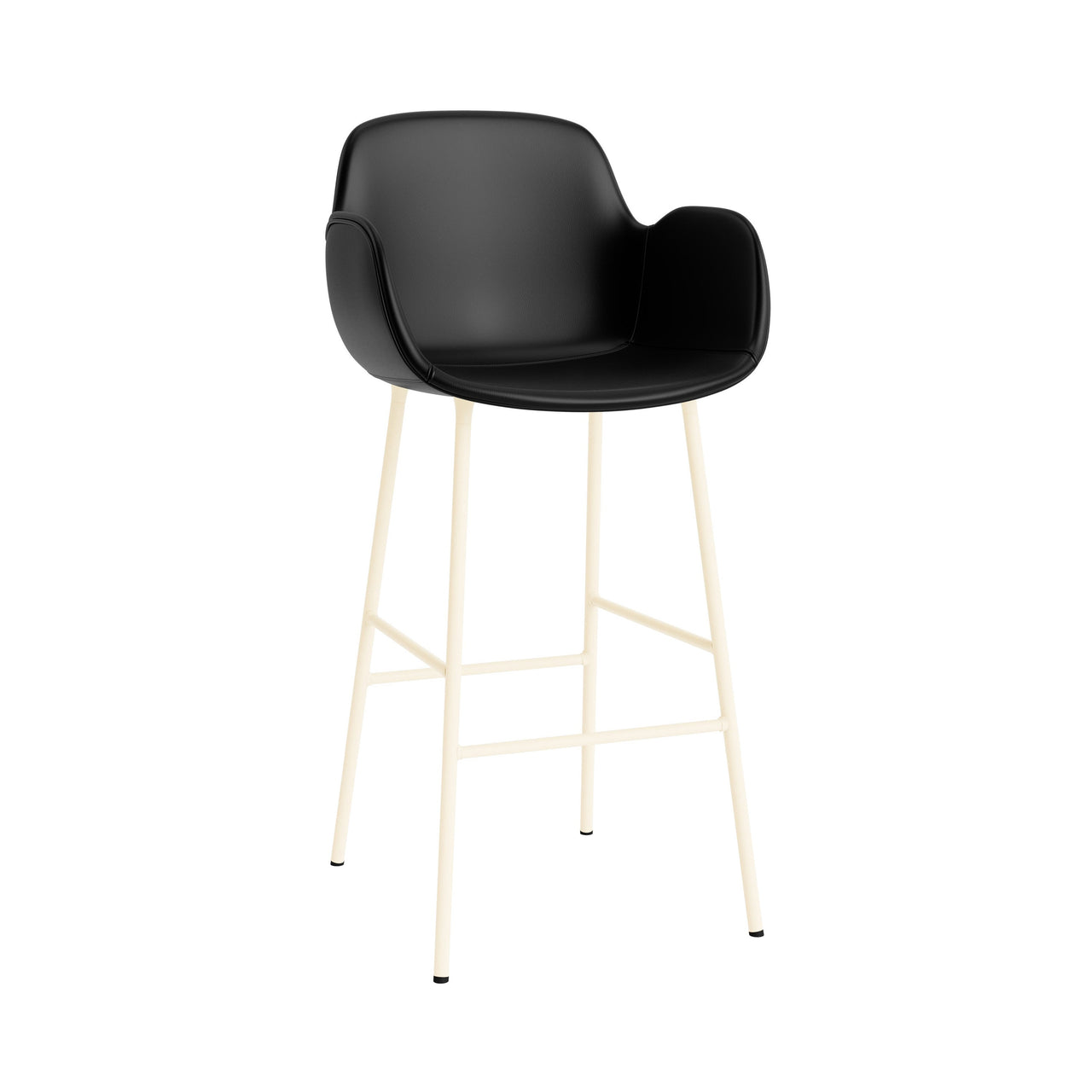 Form Bar Armchair: Steel Base + Fully Upholstered + Cream