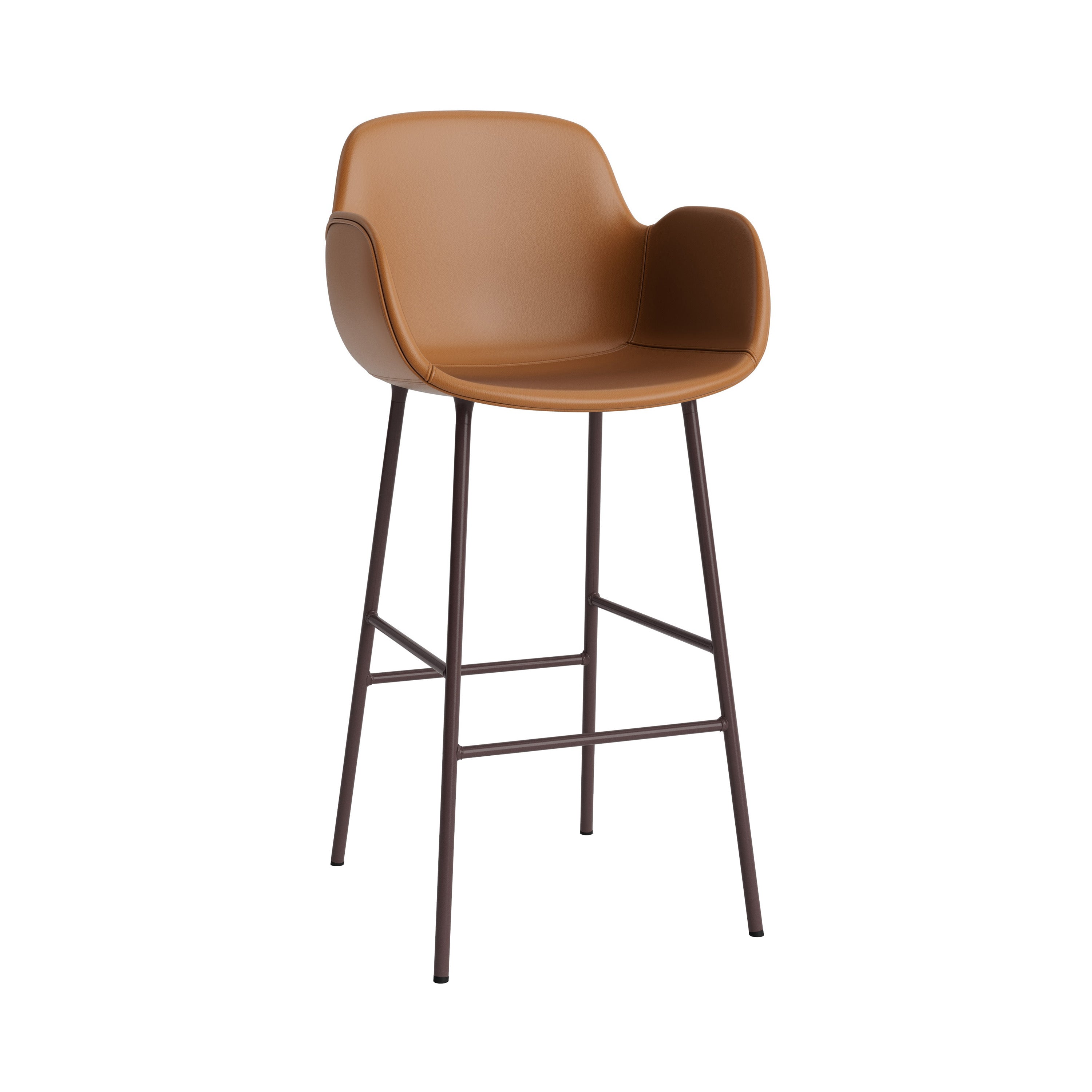 Form Bar Armchair: Steel Base + Fully Upholstered + Brown