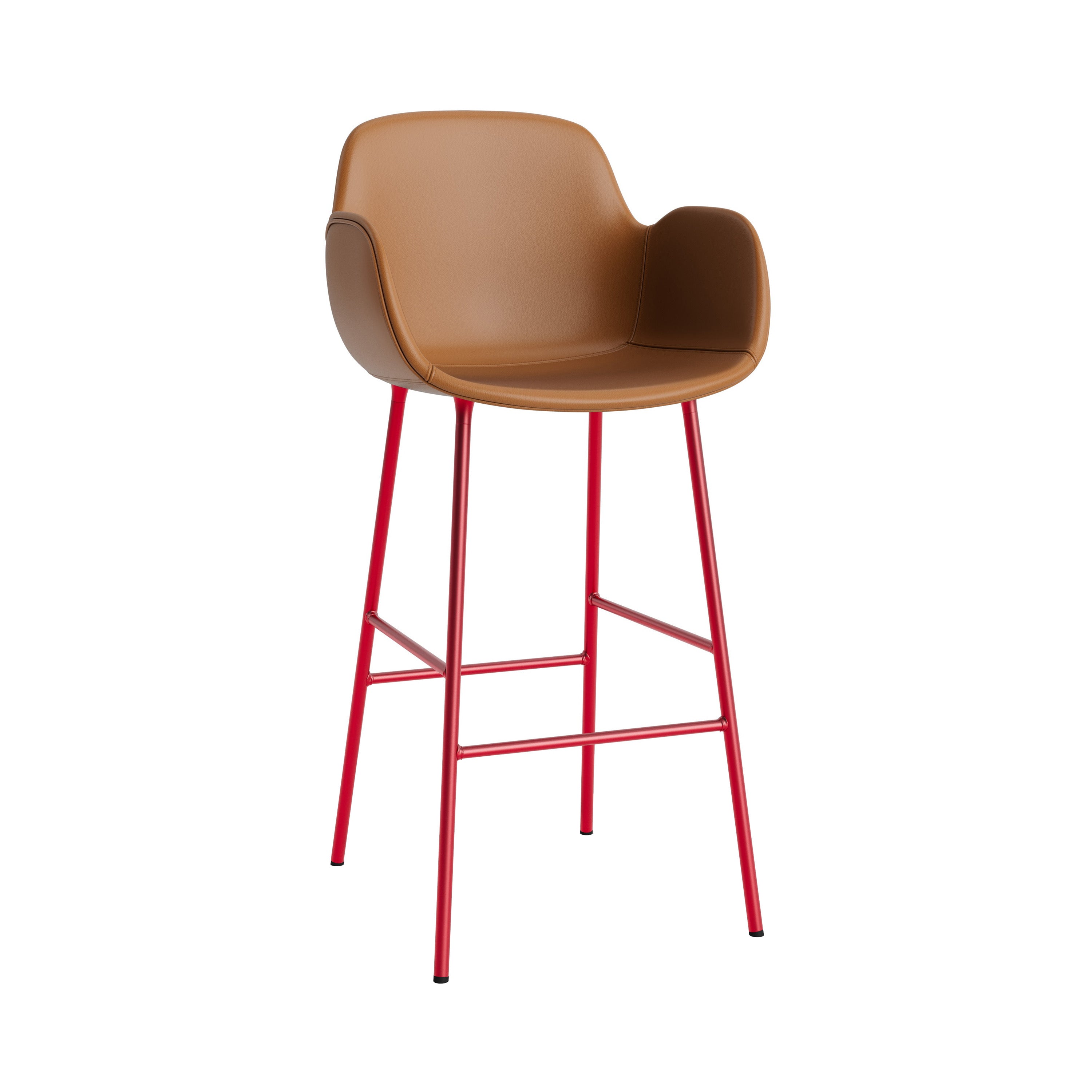 Form Bar Armchair: Steel Base + Fully Upholstered + Bright Red