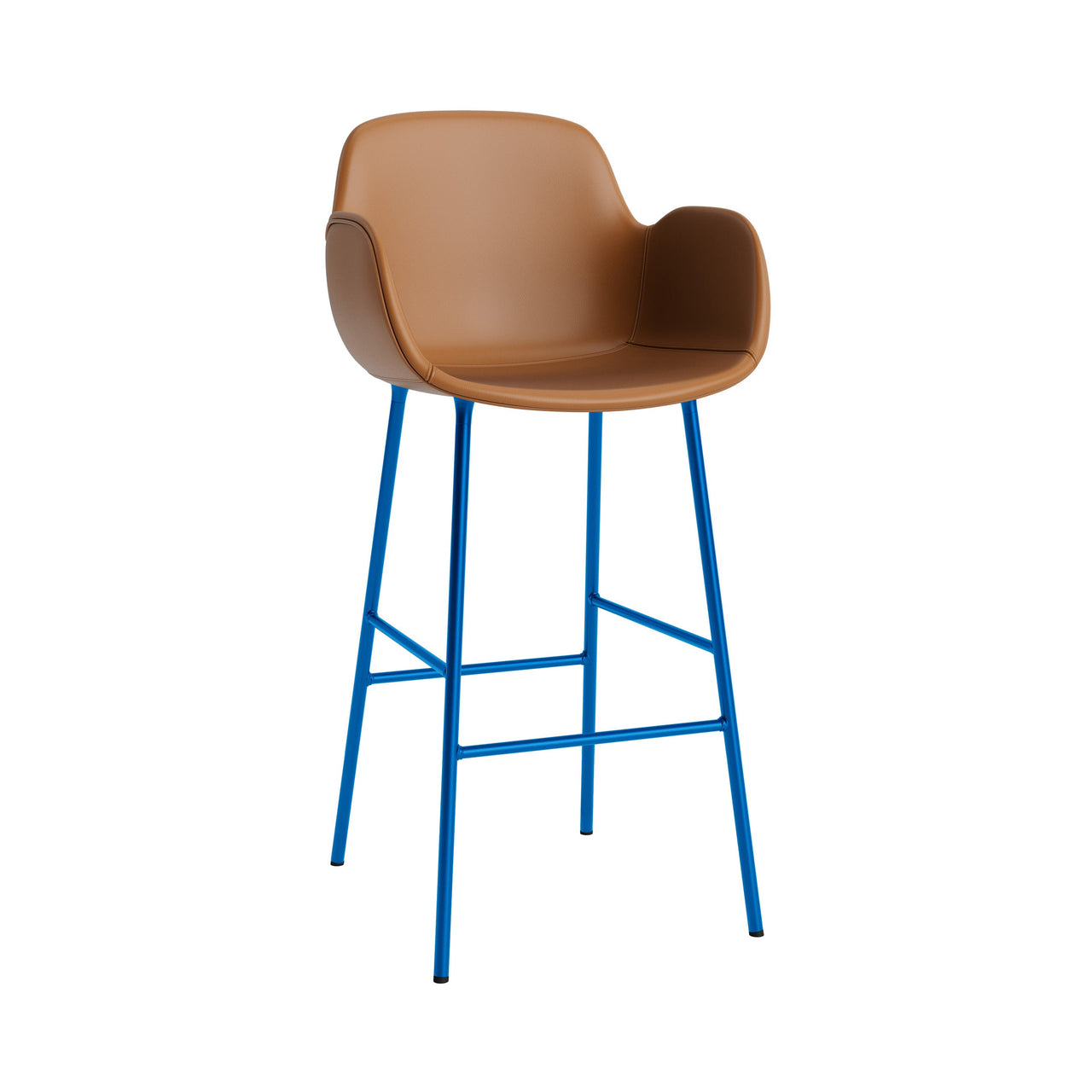 Form Bar Armchair: Steel Base + Fully Upholstered + Bright Blue