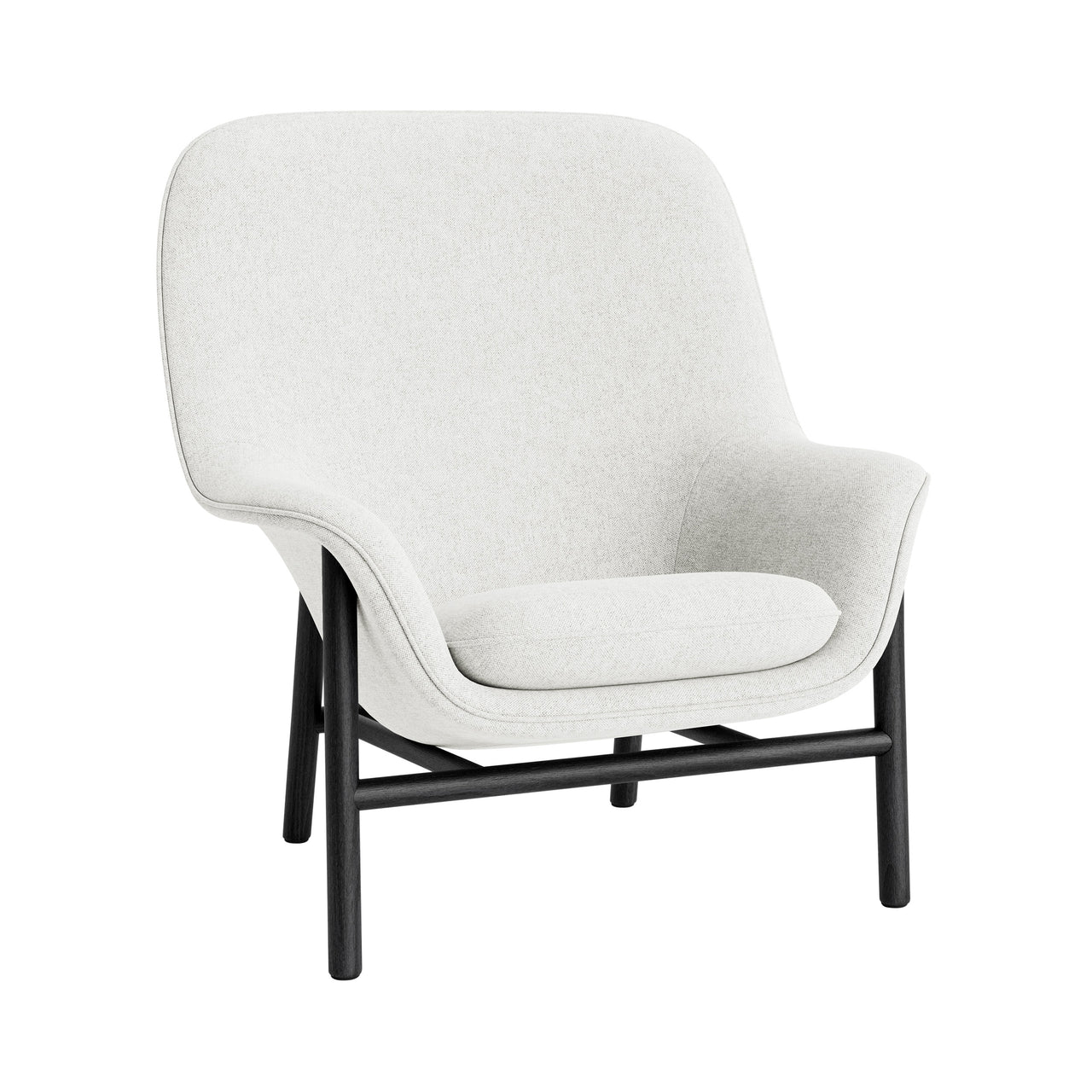 Drape Lounge Chair: High + Wood Base + Without Headrest + Black Oak