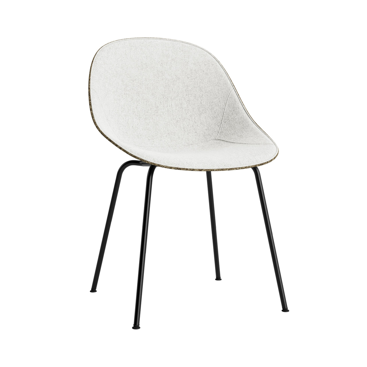 Mat Chair: Steel Base + Front Upholstered + Seaweed + Black
