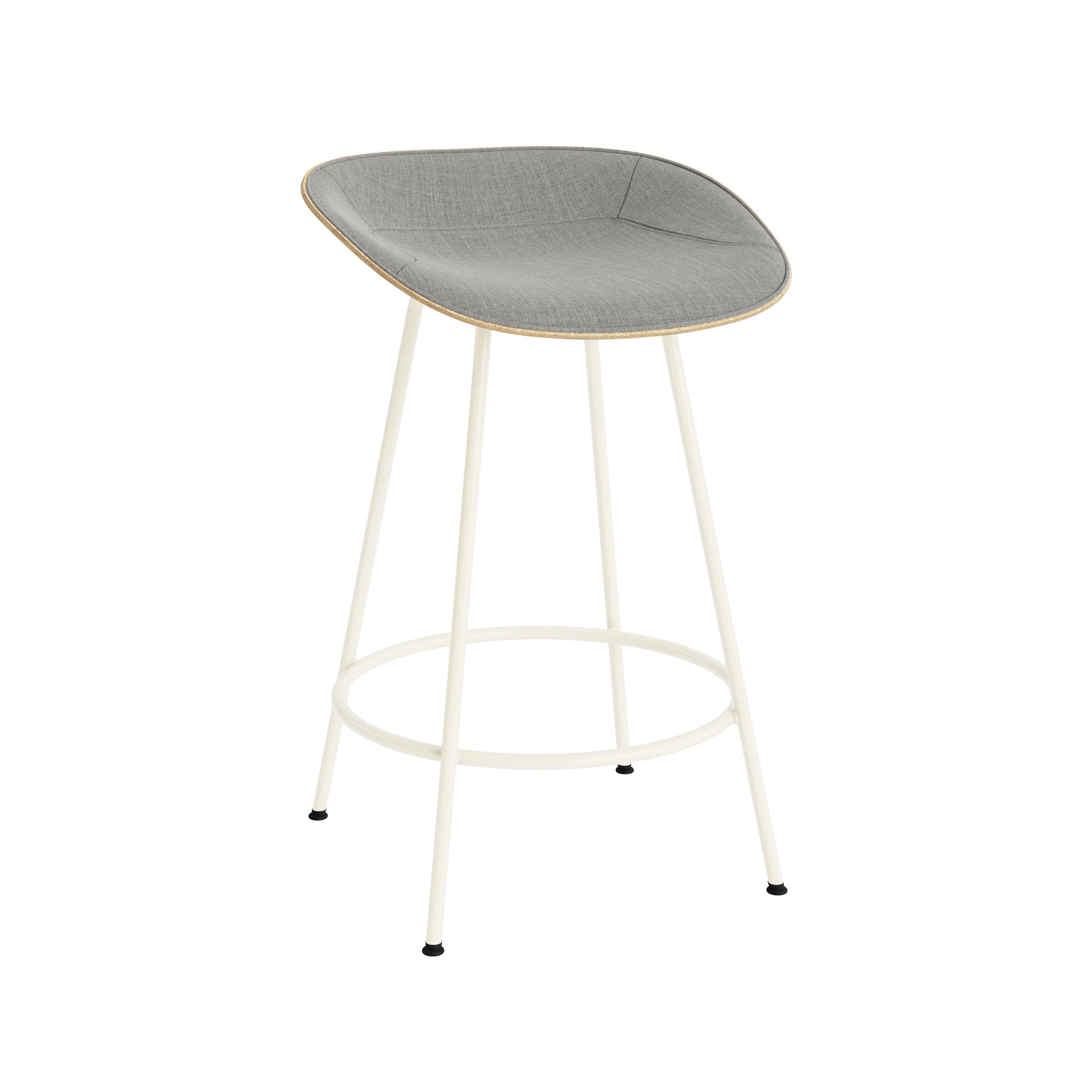 Mat Bar + Counter Stool: Steel Base + Front Upholstered + Counter + Hemp + Cream