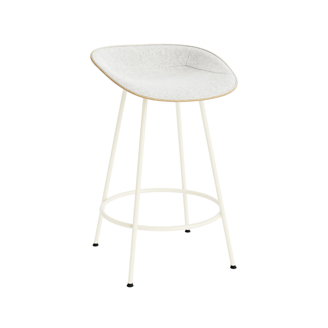 Mat Bar + Counter Stool: Steel Base + Front Upholstered + Counter + Hemp + Cream