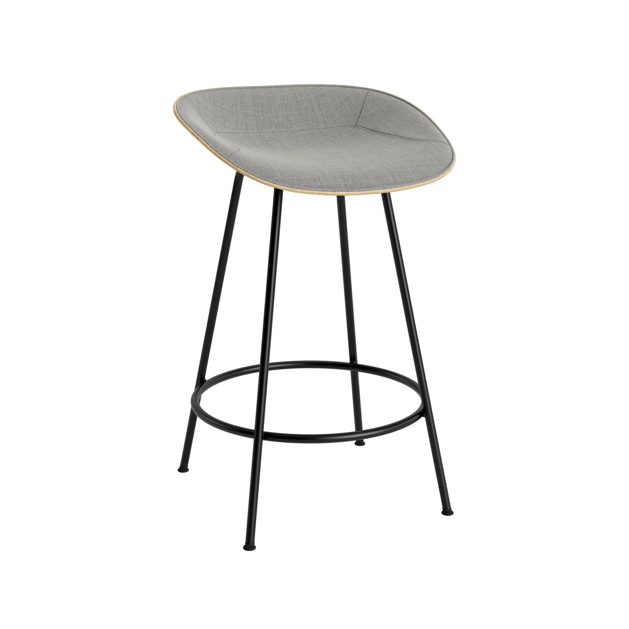 Mat Bar + Counter Stool: Steel Base + Front Upholstered + Counter + Hemp + Cream