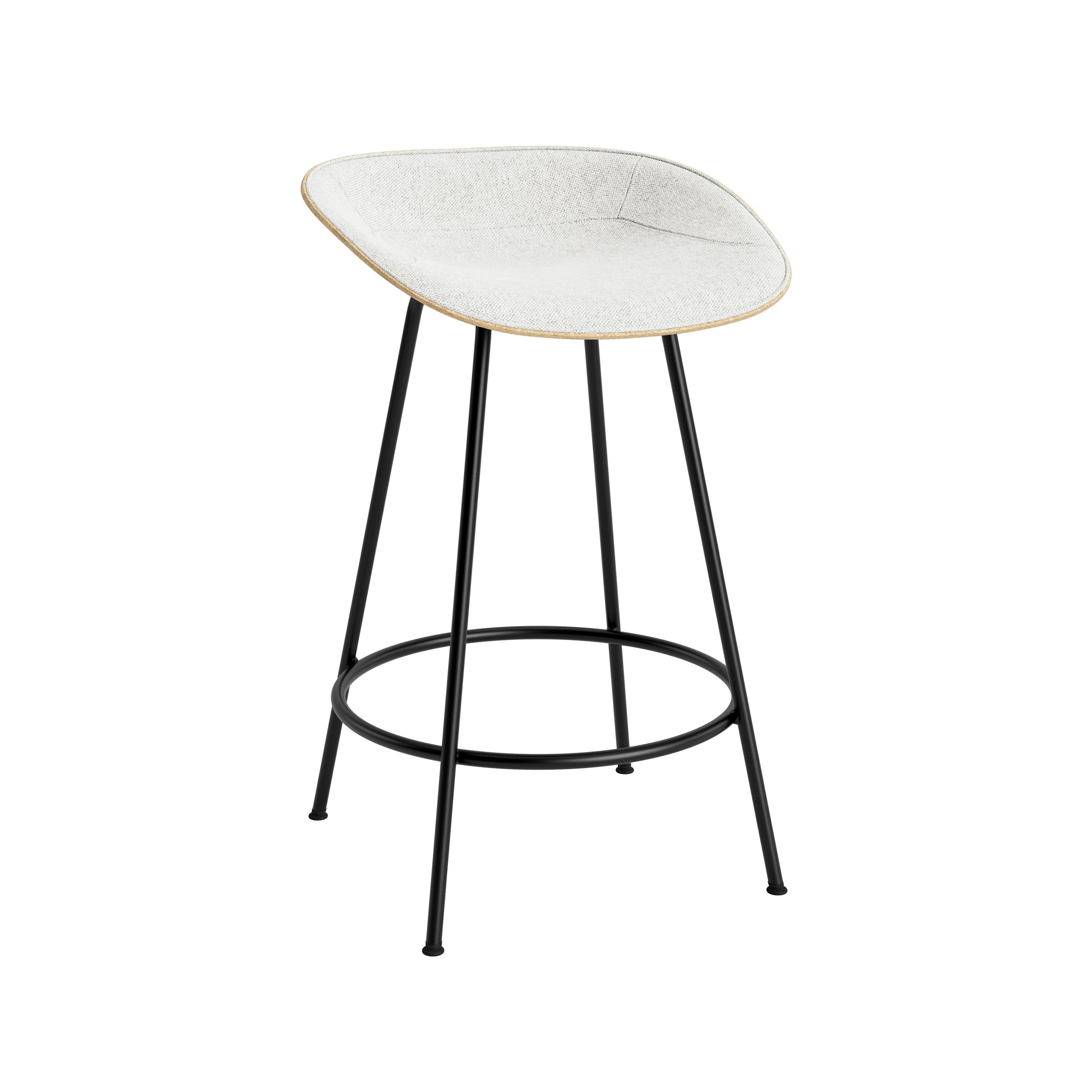 Mat Bar + Counter Stool: Steel Base + Front Upholstered + Counter + Hemp + Black