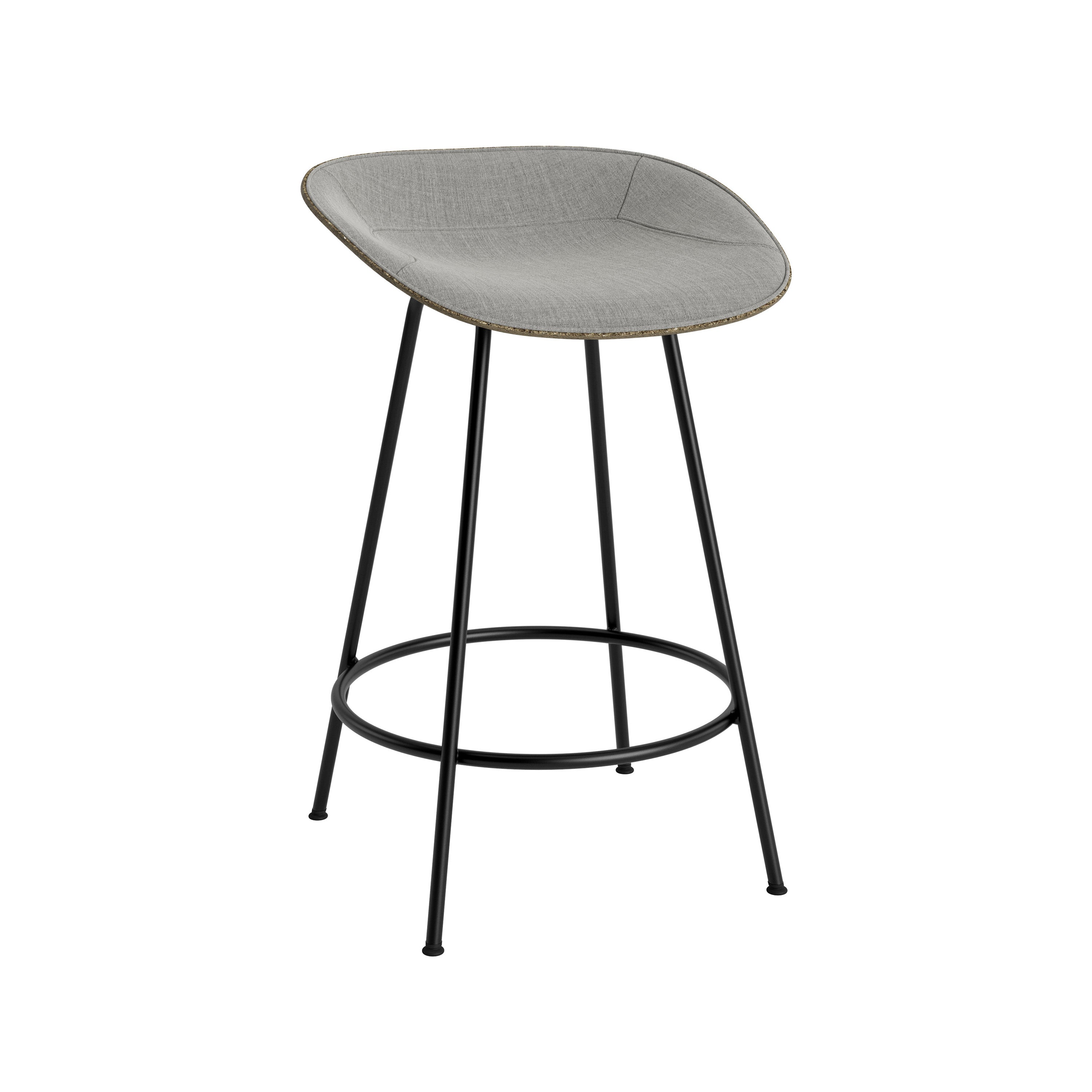 Mat Bar + Counter Stool: Steel Base + Front Upholstered + Counter + Seaweed + Black