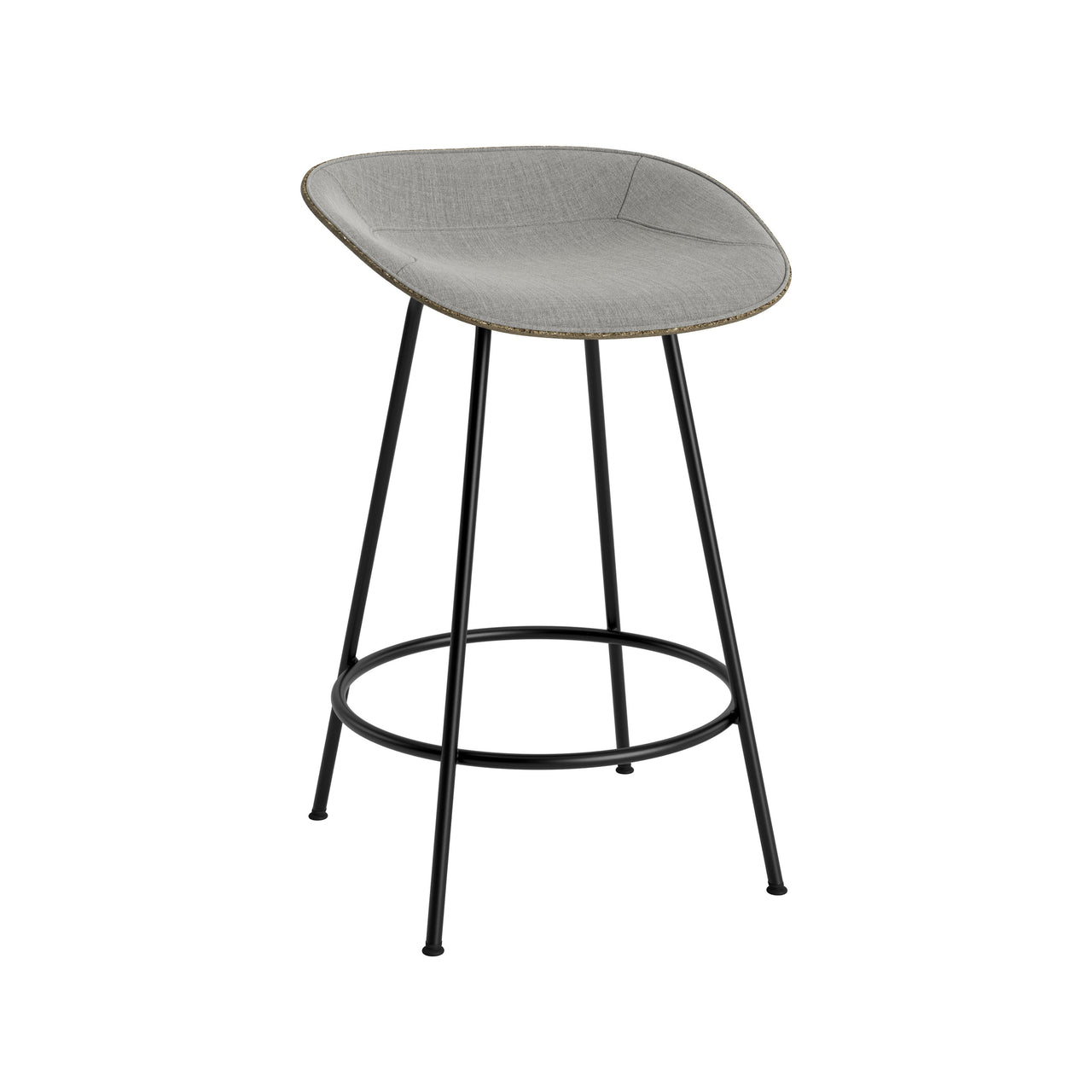 Mat Bar + Counter Stool: Steel Base + Front Upholstered + Counter + Seaweed + Black