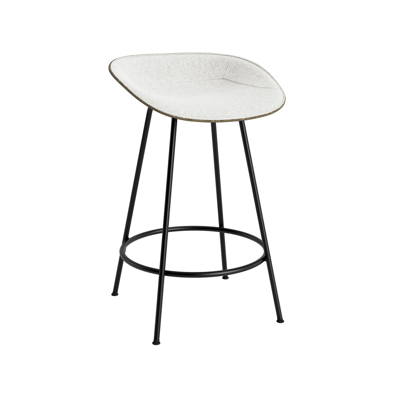 Mat Bar + Counter Stool: Steel Base + Front Upholstered + Counter + Seaweed + Black