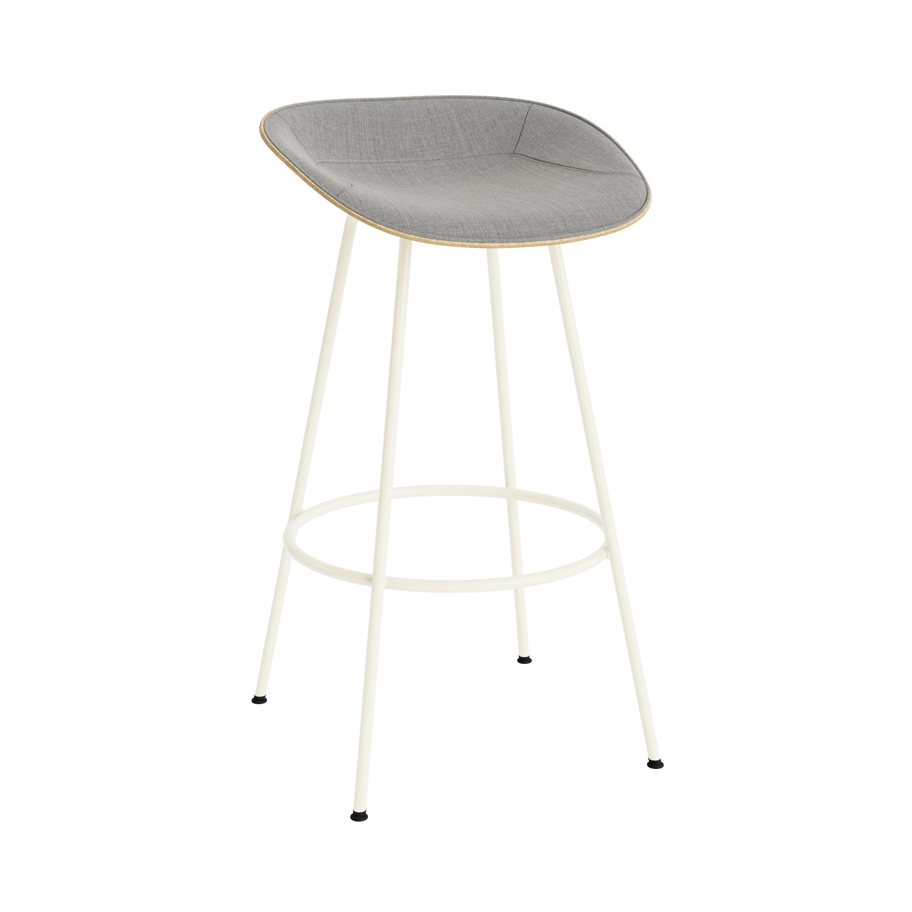 Mat Bar + Counter Stool: Steel Base + Front Upholstered + Bar + Hemp + Cream