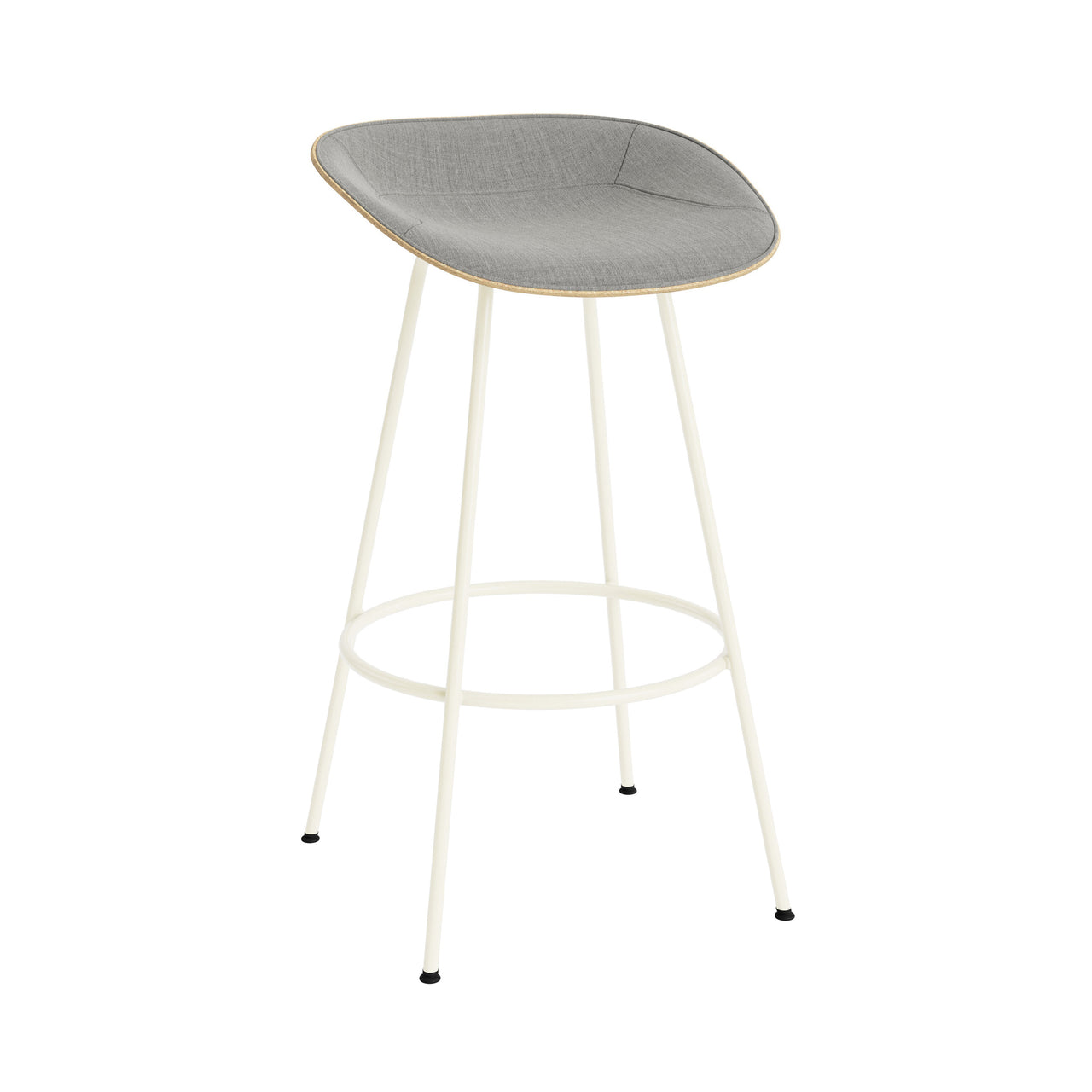 Mat Bar + Counter Stool: Steel Base + Front Upholstered + Bar + Hemp + Cream