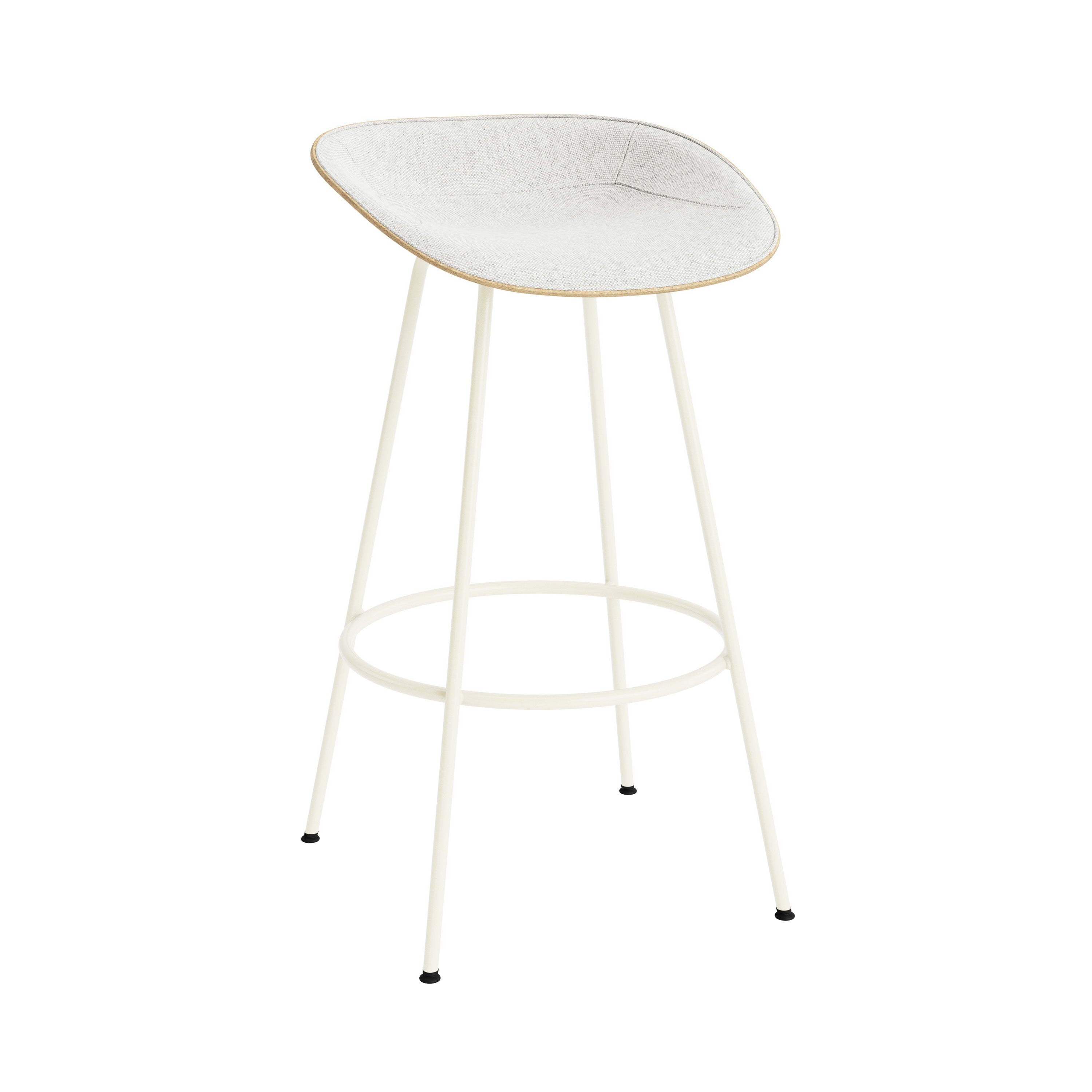 Mat Bar + Counter Stool: Steel Base + Front Upholstered + Bar + Hemp + Cream