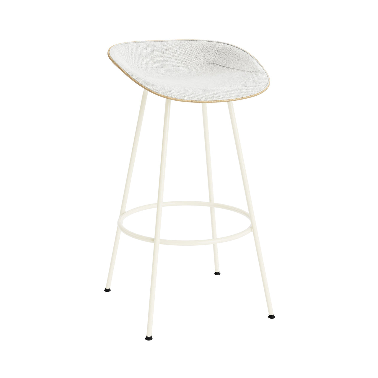 Mat Bar + Counter Stool: Steel Base + Front Upholstered + Bar + Hemp + Cream