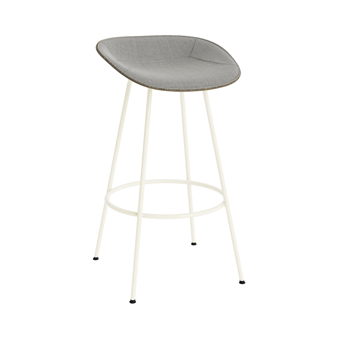 Mat Bar + Counter Stool: Steel Base + Front Upholstered + Bar + Seaweed + Cream