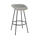 Mat Bar + Counter Stool: Steel Base + Front Upholstered + Bar + Hemp + Black