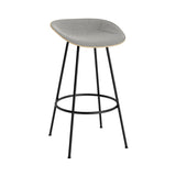 Mat Bar + Counter Stool: Steel Base + Front Upholstered + Bar + Hemp + Black