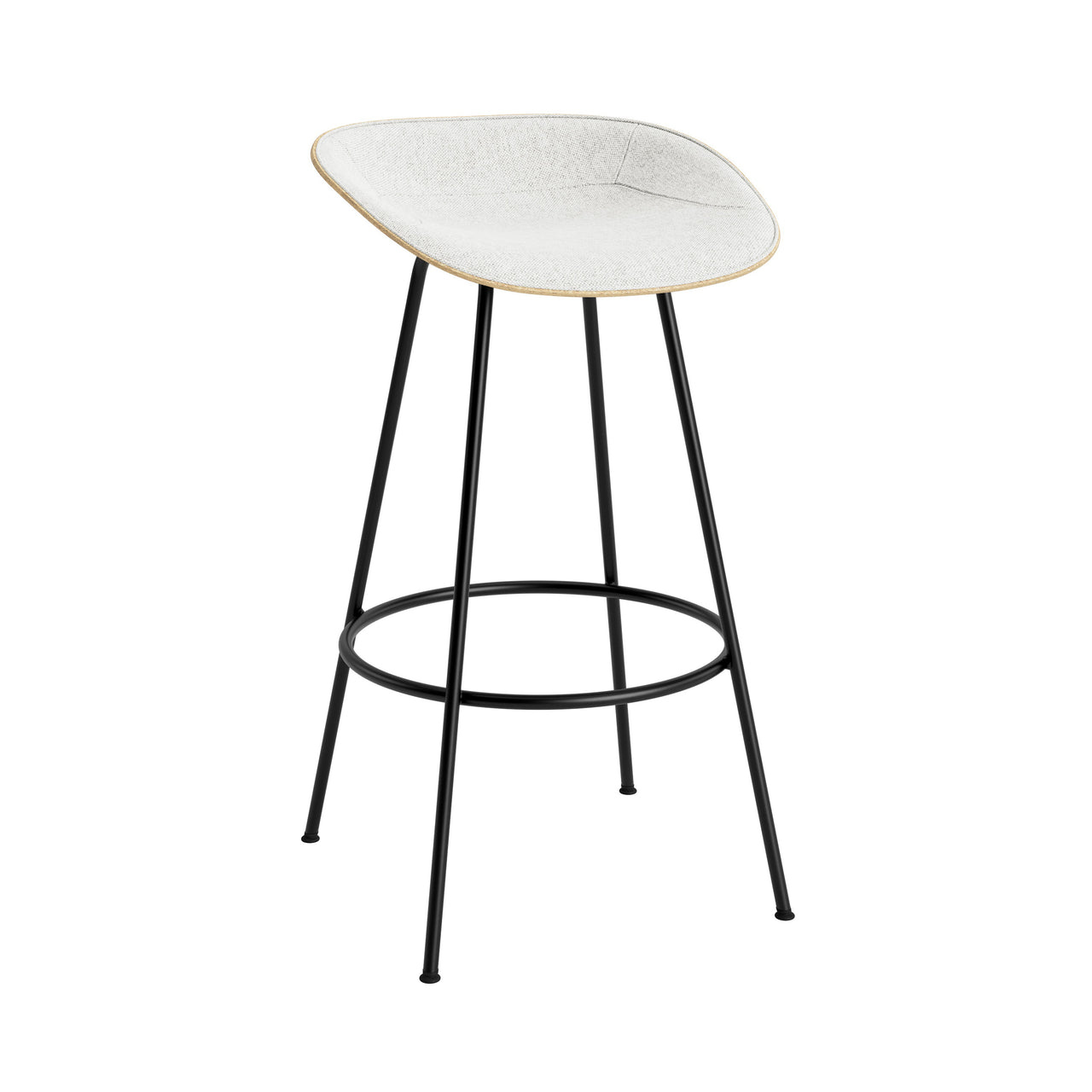 Mat Bar + Counter Stool: Steel Base + Front Upholstered + Bar + Hemp + Black