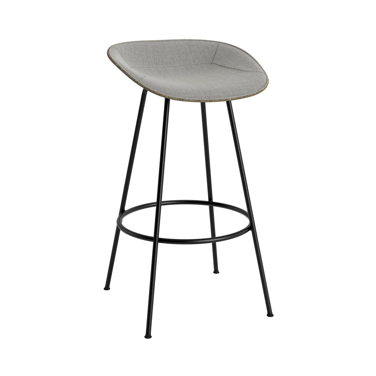 Mat Bar + Counter Stool: Steel Base + Front Upholstered + Bar + Seaweed + Black
